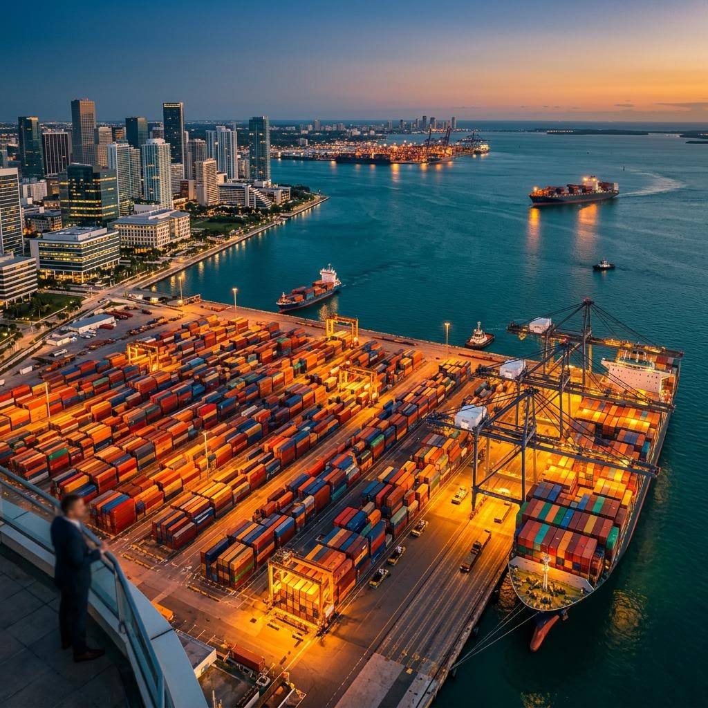 International freight at a working port